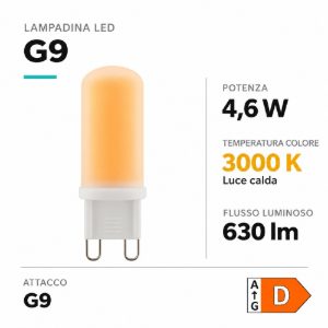 Lampadina life g9 led 4,6w 3000k ottica 360 630 lumen