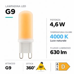 Life lampadina led g9 4,6w 4000k 630 lumen ottica 360