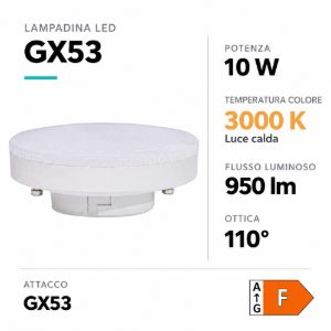 Life lampadina gx53 10w led 3000k 950lm ottica 120