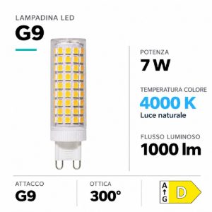 Lampadina g9 led 7w 4000k 1000lm ottica 300 life