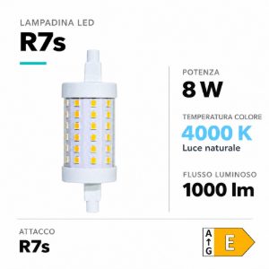 Life lampadina r7s led 8w 4000k 78mm 1000lm ottica 360