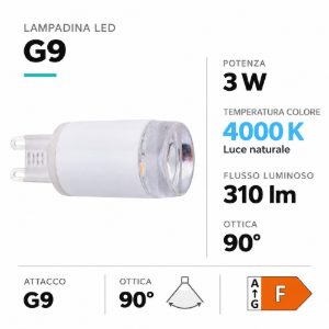 Lampadina led g9 led 3w 310lm 4000k ottica frontale 90