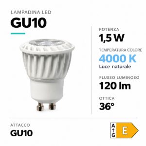 Isyluce lampadina led 1,5w gu10 35mm 4000k 120lm ottica 36 fp