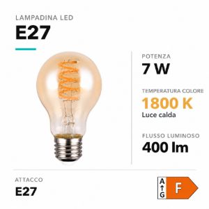 Lampadina e27 filamento ambrata led 7w 1800k dimmerabile
