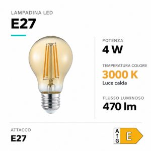Lampadina led e27 4w 3000k stile retrò