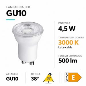 Toplight lampadina led gu10 35mm 4.5w 3000k