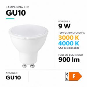 Lampadina led gu10 9w 900 lumen cct 3000k 3500k 4000k toplight