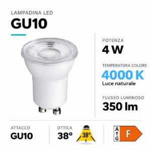 Toplight gu10 35mm led 4w 4000k 368lm 38 gradi