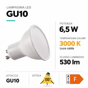 Lampadina led gu10 6,5w 3000k 530lm ottica 100 kanlux