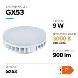 Lampadina top light gx53 led 9w 3000k 900 lumen