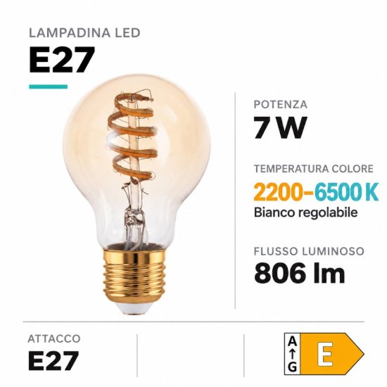 Eglo lampadina connect z lampadina led 7w cct 2200k 6500k e27 6cm dimmerabile ambrata