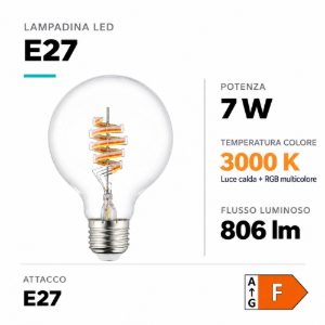Eglo lampadina connect z lampadina trasparente led 7w rgb 3000k e27 9.5cm dimmerabile