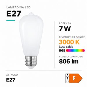 Eglo lampadina connect z lampadina vetro led 7w rgb 3000k e27 dimmerabile