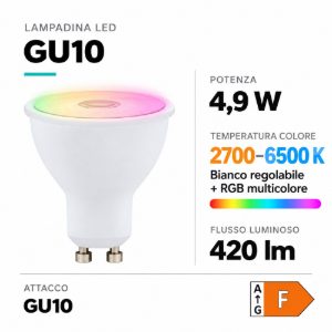 Eglo lampadina connect z lampadina led 4.9w rgb 2700k 6500k dimmerabile con controllo smart
