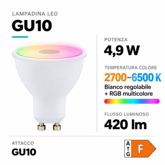 Eglo lampadina connect z lampadina led 4.9w rgb 2700k 6500k dimmerabile con controllo smart
