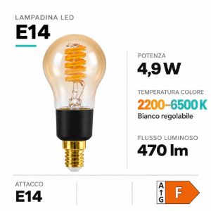 Eglo lampadina connect z lampadina led 4.9w cct 2200k 6500k dimmerabile ambrata