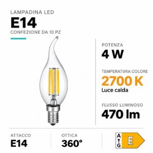 Confezione 10 lampadine e14 led 4w 2700k dimmerabile