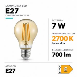 Confezione da 10 lampadine led e27 7w 2700k dimmerabile