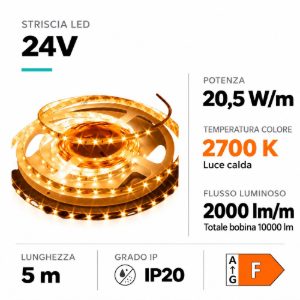 Strip led ideal lux bobina 5mt 20,5w-mt 2700k 24v dc