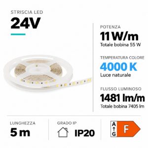 Gea luce striscia led bobina 5mt 4000k 11w-m 24vdc