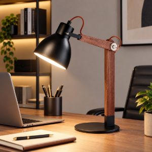 Fabas sveva lampada da scrivania industriale nera orientabile