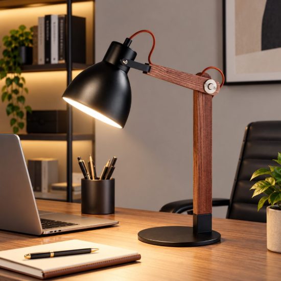 Fabas sveva lampada da scrivania industriale nera orientabile