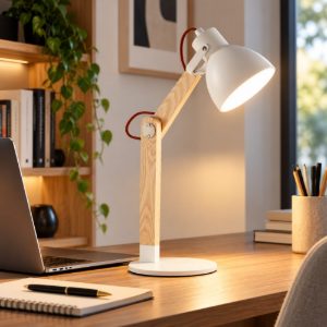 Fabas luce sveva lampada da tavolo industriale bianca per camera da letto
