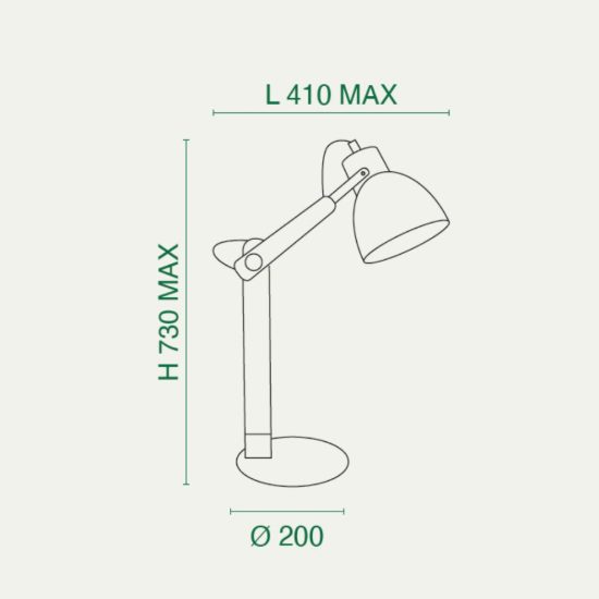 Fabas luce sveva lampada da tavolo industriale bianca per camera da letto