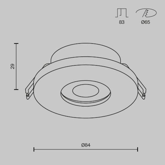 Faretto da incasso per bagno ip65 tondo nero gu10 maytoni stark