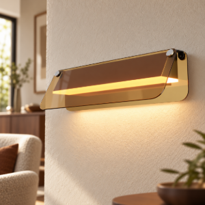 Maytoni flat applique da parete nera vetro ambra led 6w 3000k 30cm
