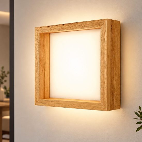 Fabas window applique da parete quadrata quercia led 29w 3000k