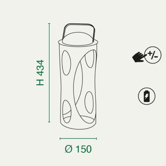 Fabas caddy lampada antracite da esterno led 3w 3000k ip54 ricaricabile