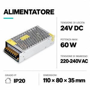 Life driver alimentatore per strip led monocolore ip20 in metallo fino a 60w