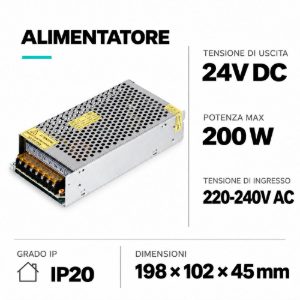 Driver alimentatore per strip led life ip20 a tensione regolabile fino a 200w
