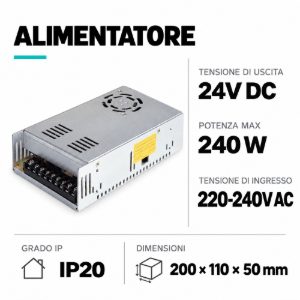 Driver per strip led ip20 scatola in metallo con ventola raffreddamento fino a 240w