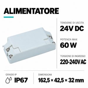 Life electronics alimentatore ip67 per striscia led monocolore fino a 60w