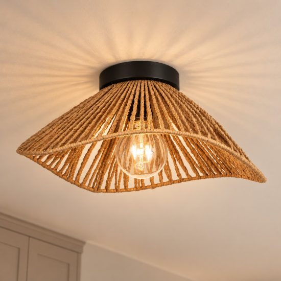 Eglo lavister plafoniera rustica tonda nera 39cm