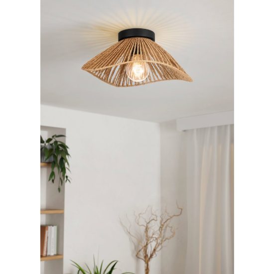 Eglo lavister plafoniera rustica tonda nera 39cm