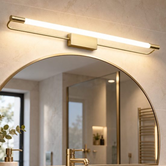 Fabas luce rapallo applique led 14w 3000k 10cm ottone satinato per bagno