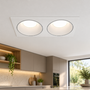 Maytoni zoom faretto da incasso doppio ip65 gu10 rettangolare bianco