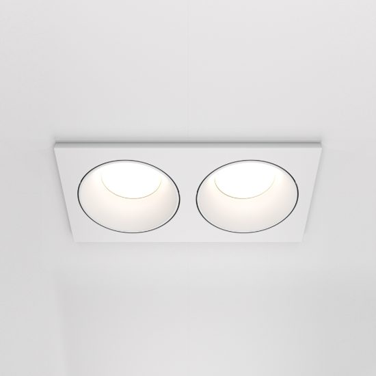 Maytoni zoom faretto da incasso doppio ip65 gu10 rettangolare bianco