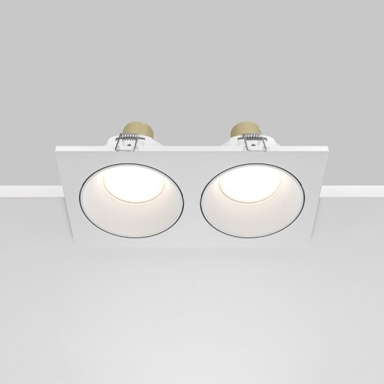 Maytoni zoom faretto da incasso doppio ip65 gu10 rettangolare bianco
