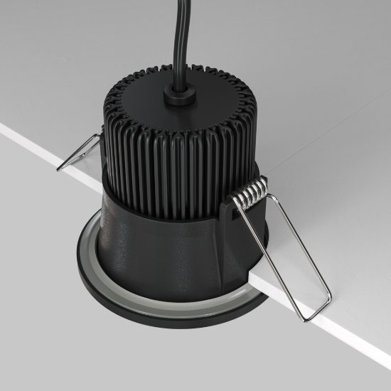 Zoom maytoni faretto da incasso per bagno nero led 6w 3000k dimmerabile