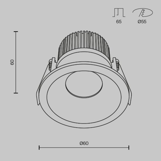 Zoom maytoni faretto da incasso per bagno nero led 6w 3000k dimmerabile