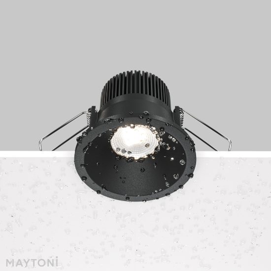 Maytoni zoom faretto da incasso per doccia nero led 6w 4000k dimmerabile