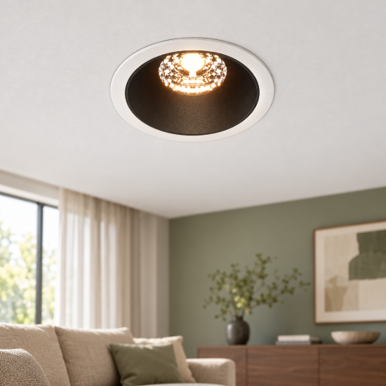 Maytoni alfa led faretto per cucina bianco e nero da incasso led 15w 2700k