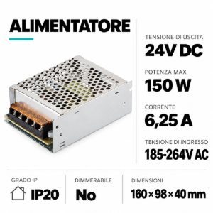 Trasformatore driver led 150w 24vdc 185-264vac 6,25 a gea luce