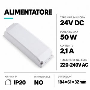 Trasformatore led 50w 24vdc 220-240vac 2,1 a gea luce