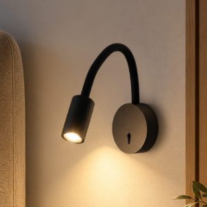 Fabas flux applique per camera da letto nera led 3.1w 3000k snodabile