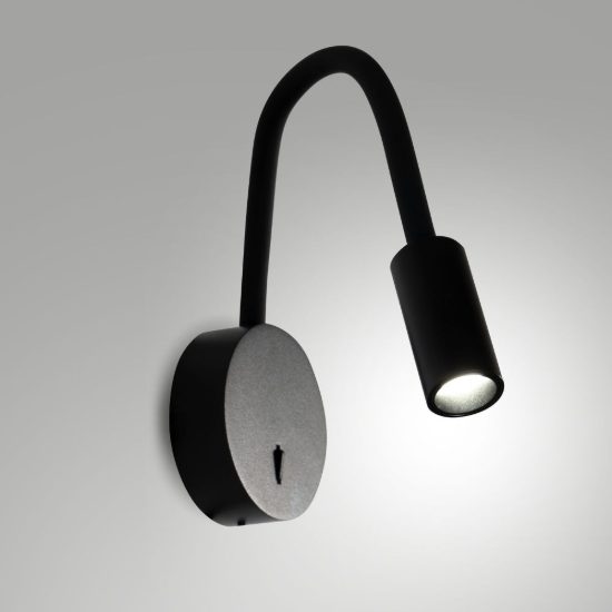 Fabas flux applique per camera da letto nera led 3.1w 3000k snodabile